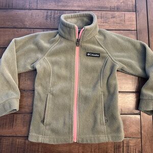 Columbia Kids' Olive Fleece Jacket with Pink Zipper